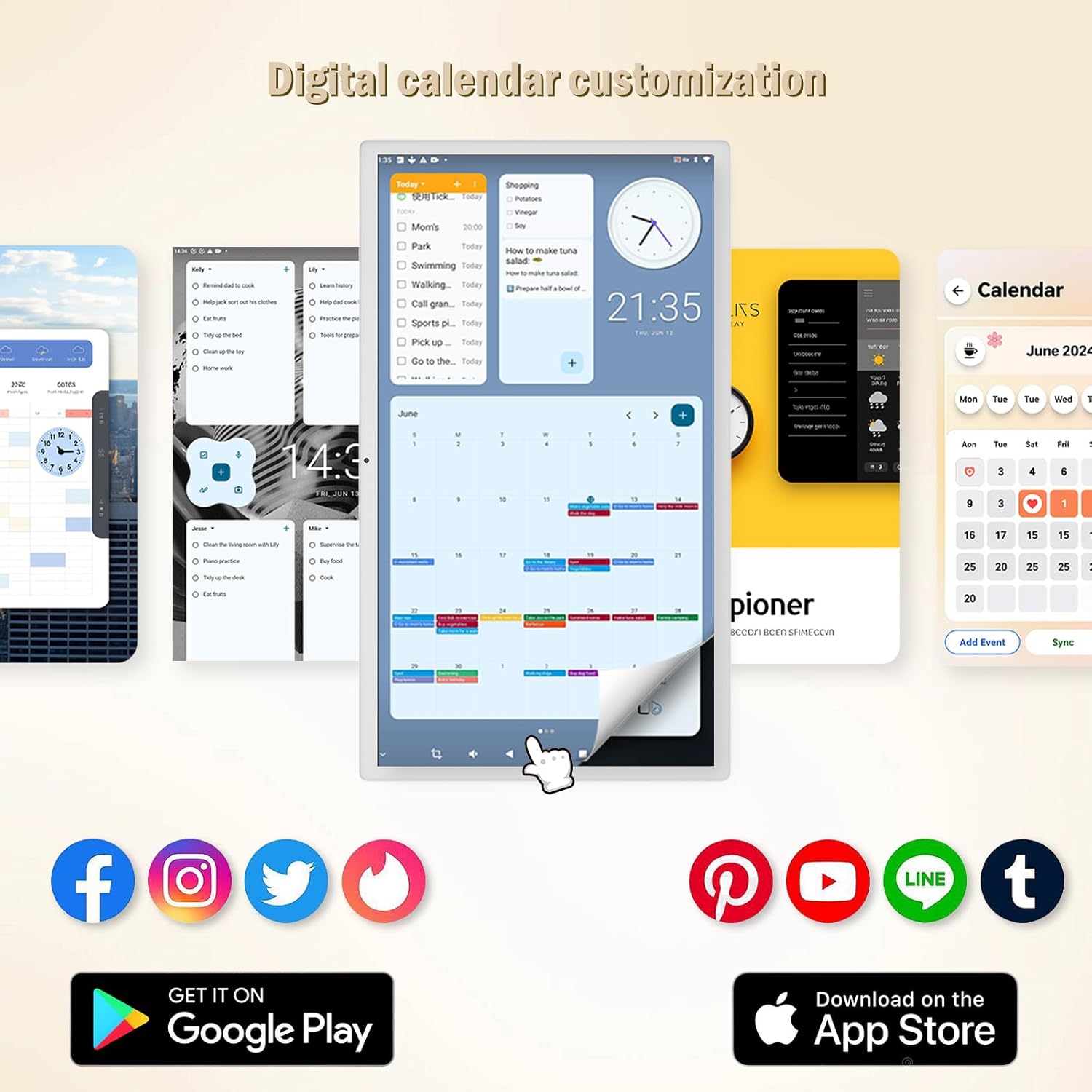 32 inch Digital Calendar,electronic digital wall touch screen smart calendar with Google Play Multi-calendar Sync for planner&personal organizers Wall/Desk Stand