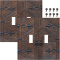 Decorative Light Switch Plate Covers Vintage Brown Wood Barn Door 2 Gang Light Switch Cover Unique Double Toggle Wall Plate Outlet Covers for Bedroom Home Decor （2 Pack）