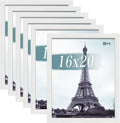 VCK 16x20 Picture Frames white Set of 6, Wide Border Wood Poster Frame, Multi-Directional Display Family Photos, Office Prints, Studio/Gallery Artwork, Woodgrain Series, Wall Hanging