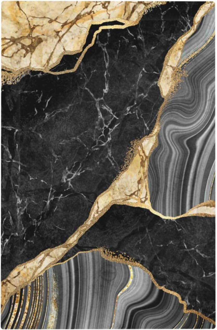 Decorative Light Switch Plate Covers Modern Abstract Black Gold Marble 1 Gang No Device Single Blank Outlet Covers Wall Plate Light Switch Cover Plate for Bathroom Kitchen Decor
