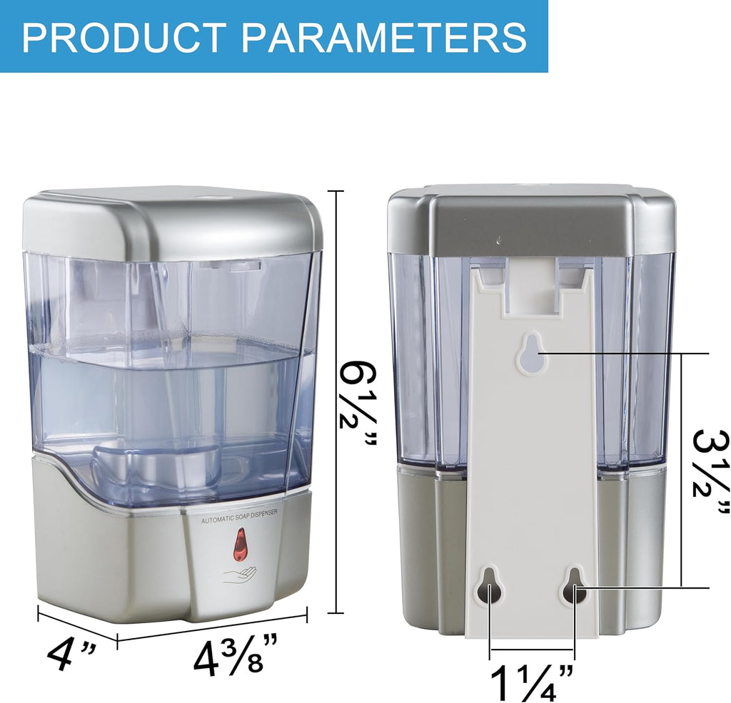 Automatic Sensor Soap Dispenser Wall Mount Silver, Touchless Induction Hand Sanitizer Dispenser for Bathroom with Gel or Liquid, 20 Oz