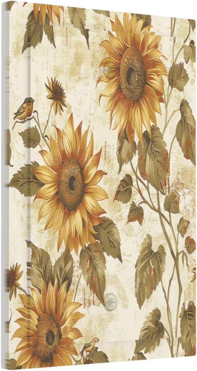 Light Switch Cover Plate Rustic Sunflower Floral Pattern 1 Gang No Device Blank Electrical Wall Plates Faceplate Decorative Switch Plate for Bedroom Cabin Decor