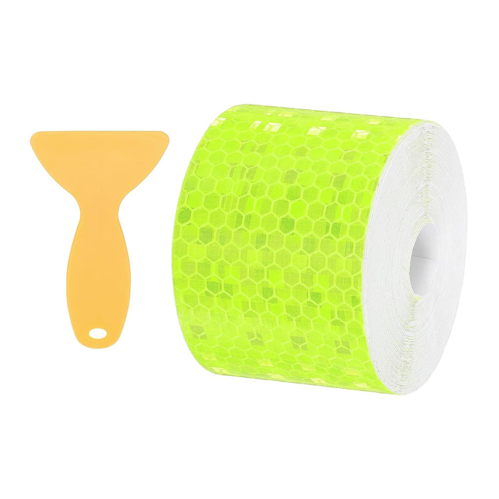 PATIKIL 2 Inch x 33 ft Reflective Tape, 1 Roll Waterproof Self Adhesive High Visibility Caution Warning Safety Tape Reflector with Scraper for Trucks Trailers Cars, Bright Green