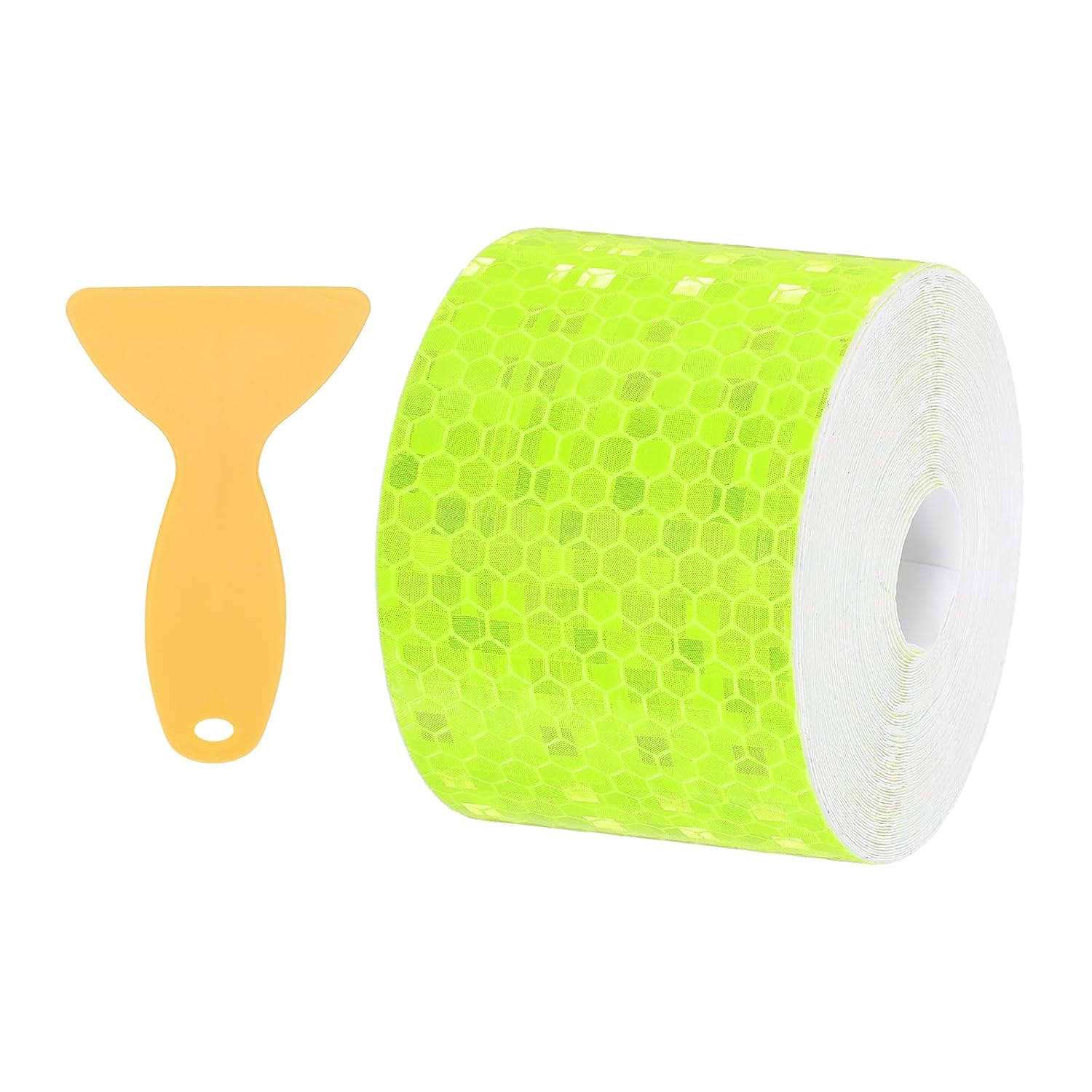 PATIKIL 2 Inch x 33 ft Reflective Tape, 1 Roll Waterproof Self Adhesive High Visibility Caution Warning Safety Tape Reflector with Scraper for Trucks Trailers Cars, Bright Green