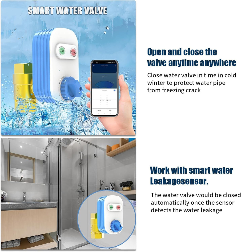 FRANKEVER DN20 Smart Water Valve, 3/4 Inch WiFi Water Timer for Garden Hose, Sprinkler Timer Auto Watering with Manual Button Control, Compatible with Alexa, Google