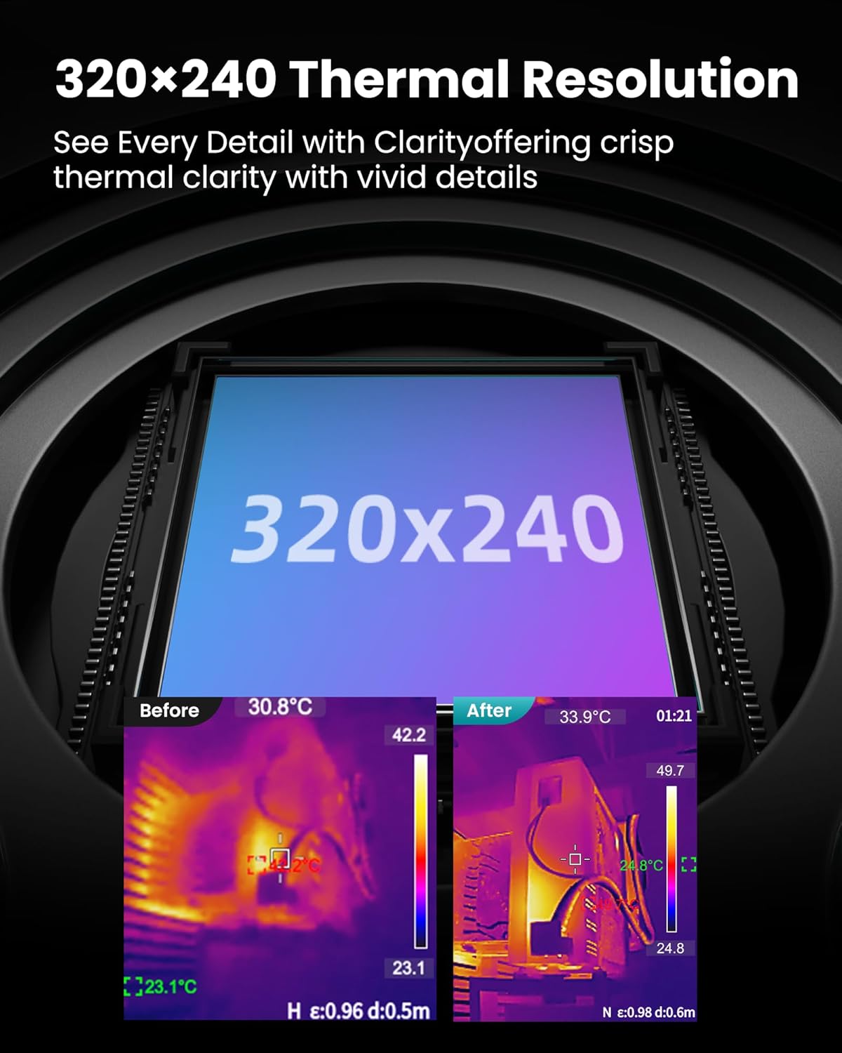 MiLESEEY TR20 Thermal Imaging Camera, 320 x 240 Resolution, 50Hz Refresh Rate, NETD ≤40mk, Portable Handheld Infrared Thermal Imaging Camera with Auto Hot/Cold Spot Tracking