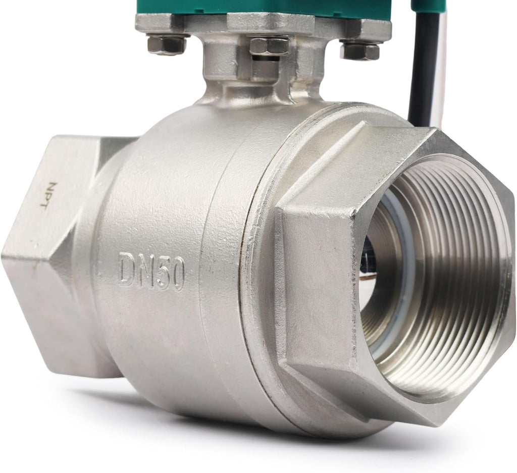 U.S. Solid 2" Motorized Ball Valve with US Plug 110VAC Stainless Steel Electrical Ball Valve,Auto Return, Normally Closed, IP65