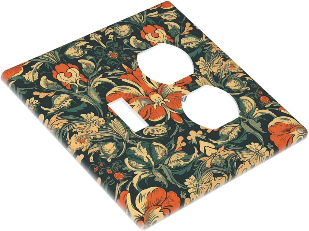 Wallplates William Morris Abstract Floral Plant Pattern Orangeyellowgreen 1 Toggle 1 Duplex Switch Plate Electrical GFCI Faceplate Decorative Light Switch Covers for Bedroom living Room