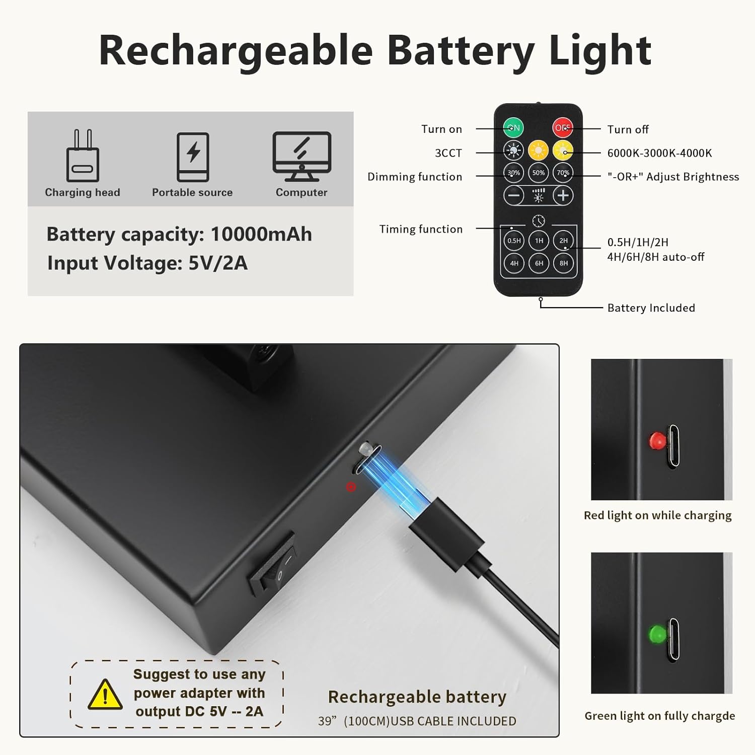 Joosenhouse Battery Operated Picture Lights for Wall Rechargeable Art Lighting for Paintings Wireless Gallery Lights with Remote Control and Timed Dimmable with Single Swing Arm 24.4 Inch Black