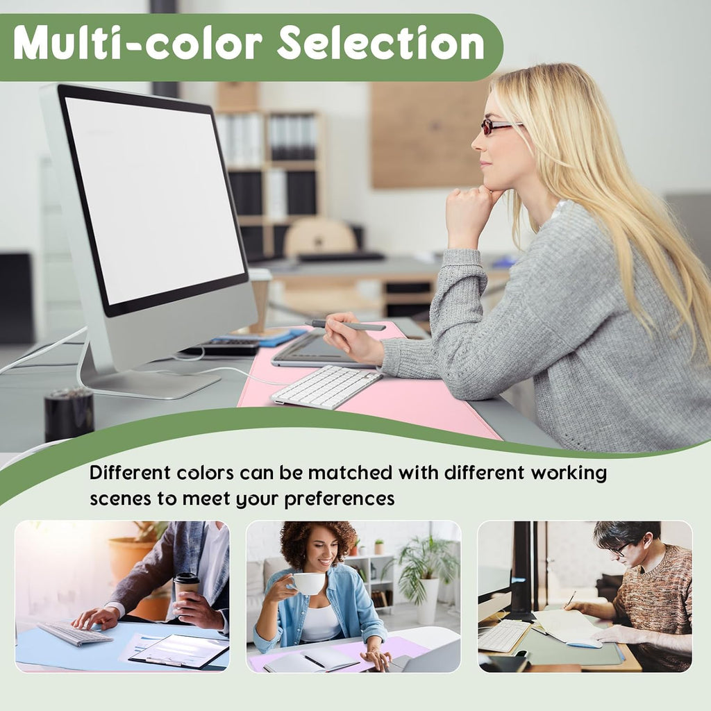Konohan Heated Large Desk Mat PU Leather Warm Mouse Pad with 5 Heating Level & 4 Hour Auto Shut-Off Heating Keyboard Pad Warmer Gaming Mice Mat Only Supports 110v(Gray-Green Color,23.6"x 14.2")