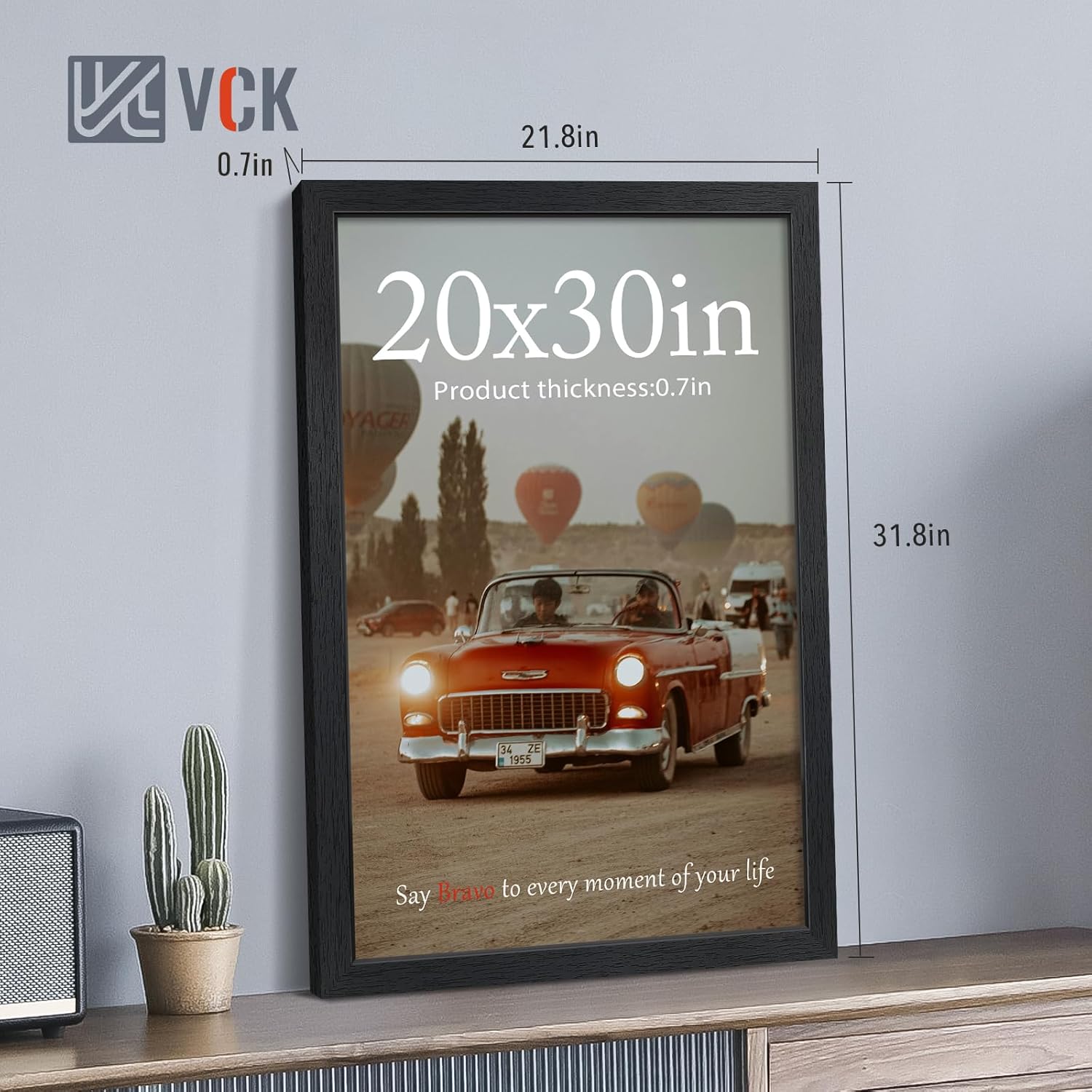 VCK 20x30 Poster Frames Black Set of 6, Wide Border Wood Picture Frame, Multi-Directional Display Family Photos, Office Prints, Studio/Gallery Art, Woodgrain Series, Wall Hanging