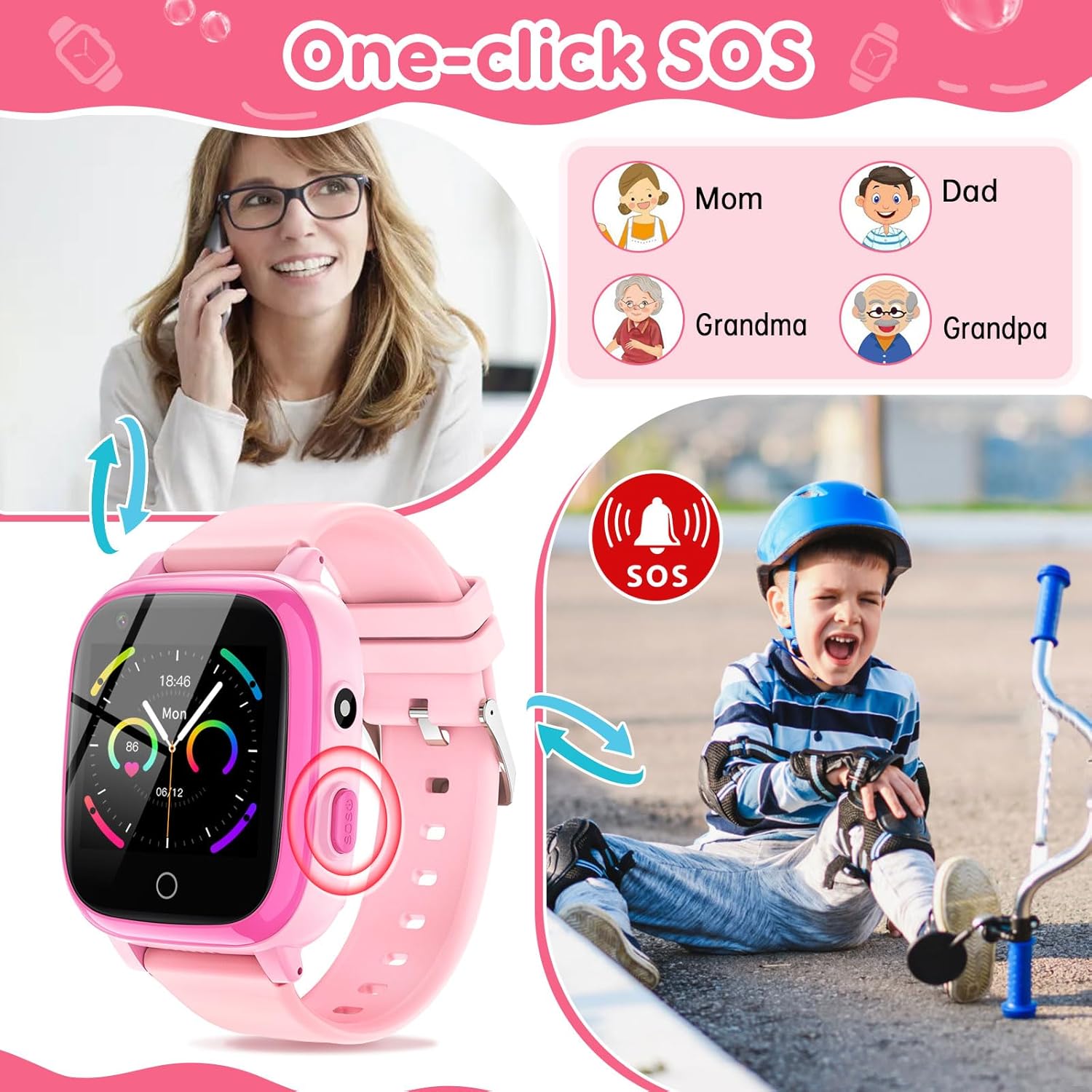 cjc 4G Smart Watch for Kids - Includes 2 Way Call, SOS Alerts, Parental Controls, Games, Camera, Alarm, Music Children's Smart Watch Gift