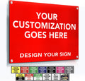 Custom Outdoor Metal Signs - Personalized Aluminum Business Signs, Waterproof, White Aluminum (Red Background, 10x7 In)