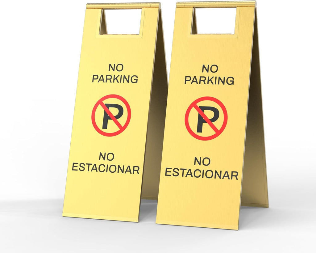 2-Pack No Parking Sign, stainless steel,24 Inch Height, Double Sided A-Shaped Frame No Parking Sign, Folding No Parking Signs for Outside, Lawn, Driveway, Garage, Yard, Fire Lane