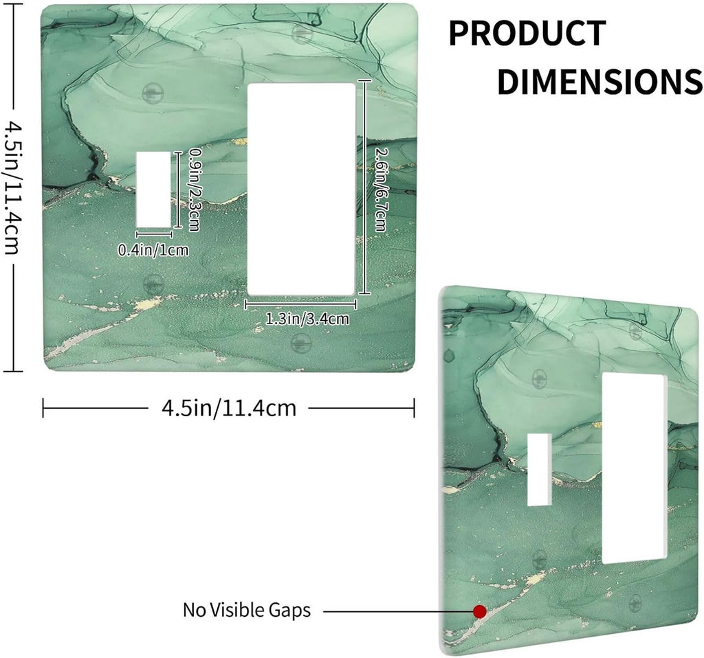 Outlet Covers Simple Green Marble 1 Toggle 1 Rocker Combination Decorative Wall Plate Electrical Switch Plates Light Switch Cover Plate for living Room Office Decor