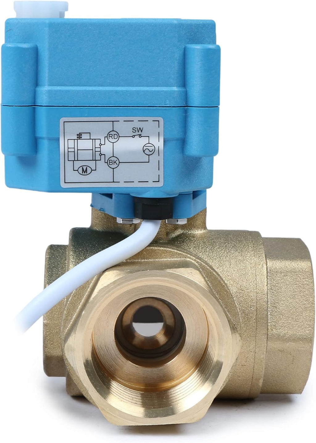 U.S. Solid 1" 3 Way Brass Motorized Ball Valve 110-230VAC, L Type Water Shutoff Valve with Manual Function, Standard Port, NOT for Drinking Water