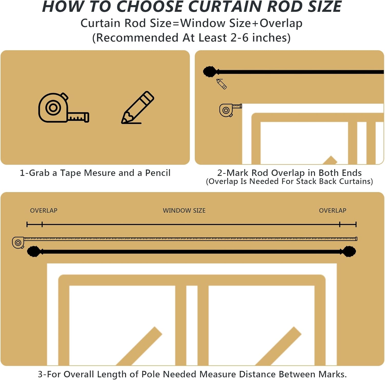 Curtain Rods for Windows 28 to 48 Inches 6/8 Inch Diameter Adjustable Drapery Rods Decorative Single Window Curtain Rods with Classic Finials,Black