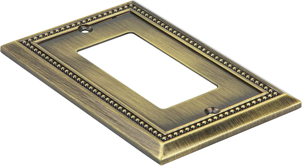 Henne Bery Sunken Pearls Heavy Duty Decorative Wall Plate Switch Plate Outlet Cover (Single Decorator, 3 Pack, Antique Brass)