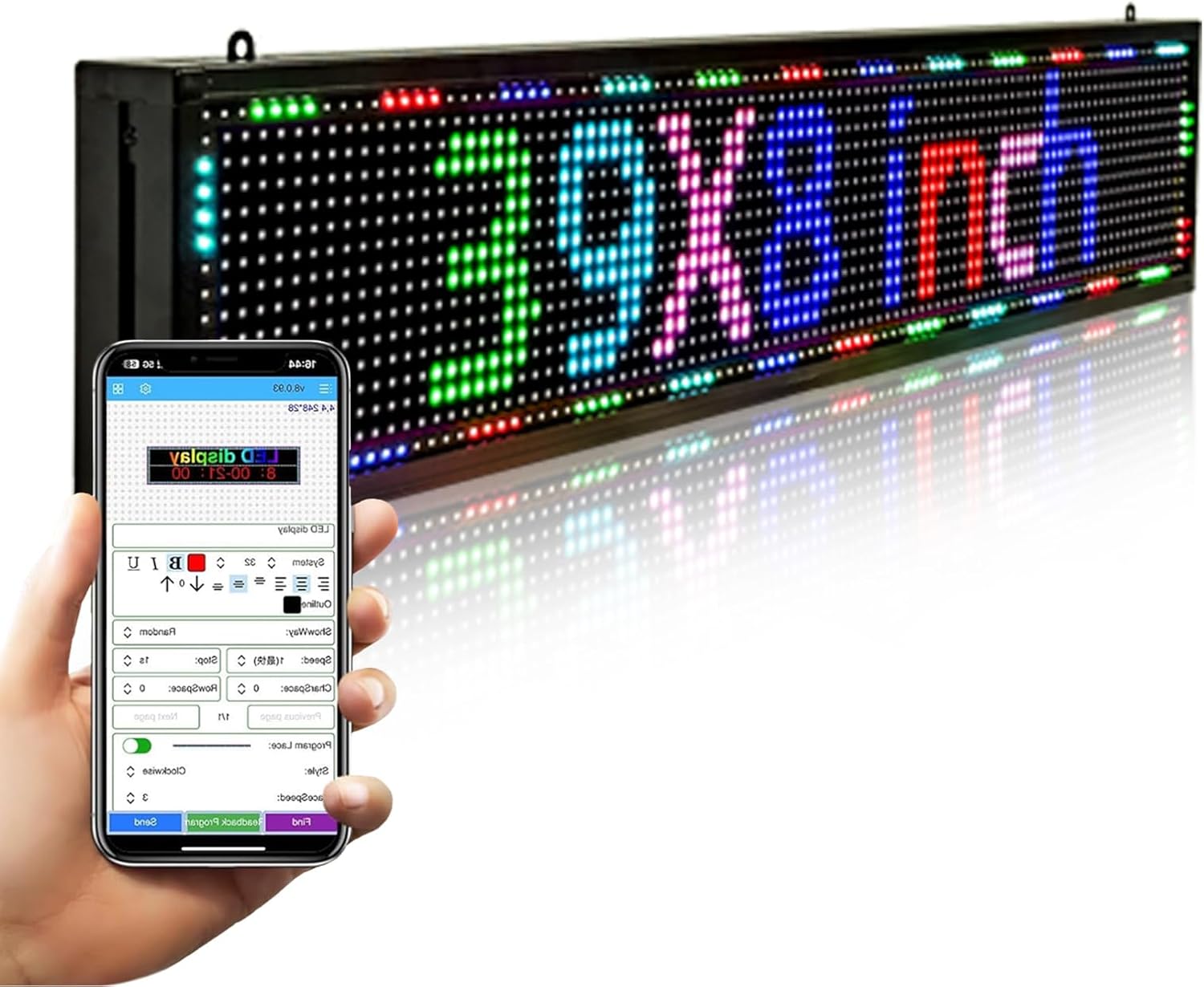 Programmable LED Sign Outdoor Full Color – 39"x8" Scrolling Message Board, Custom Digital Advertising Display, WiFi Control, High Brightness Neon Business Sign for Store, Bar, Restaurant