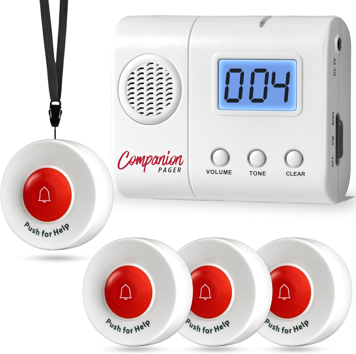 Caregiver Pager Wireless Call Buttons for Elderly at Home for Seniors Adults Patients Nurse Call Light System Alert Button Alarm Emergency with Review Feature