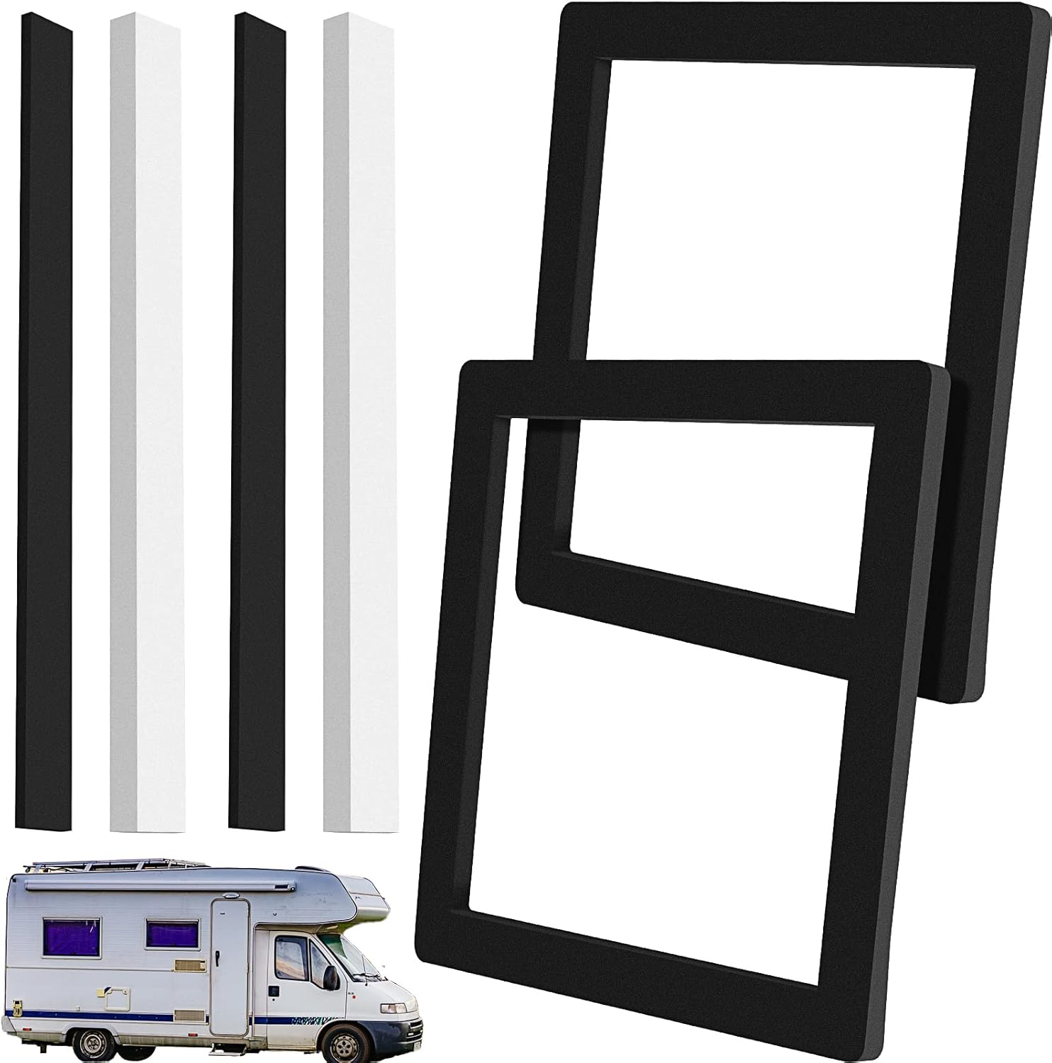 BBTO 2 Set 14 Inch Rv Camper Roof A/C Gasket Kit Air Conditioner Seal Repair Replacement Self Adhesive Picture Frame Gasket and Waterproof Compression Self Adhesive Leveling Pads