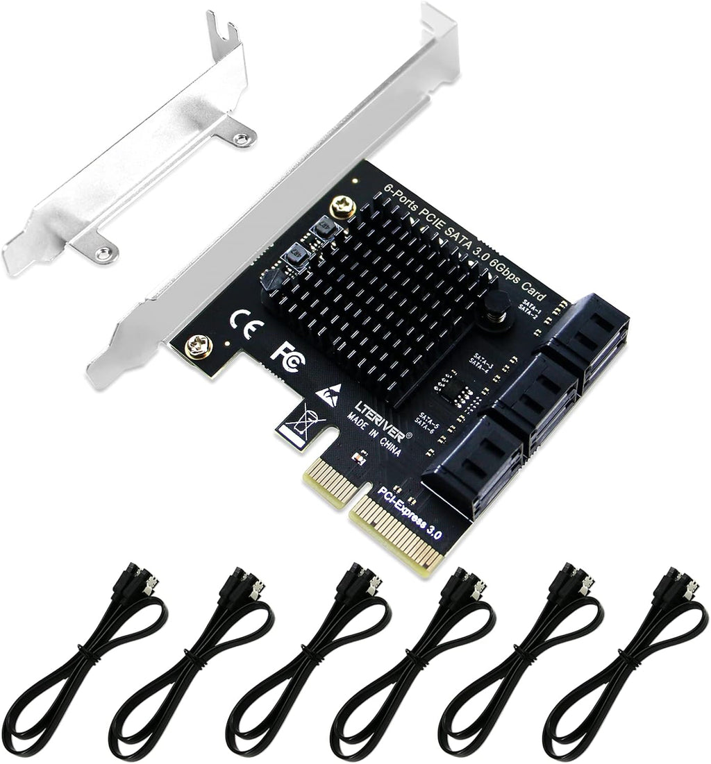 PCIE 3.0 X4 to 6-Ports Serial ATA/SATA 3.0 Host Controller, Plug and Play on Windows OS, MAC OS, and Linux Kernel Systems-6X 6Gbps Max SATA 3.0 None Raid Ports-Support AHCI Boot Up (PCE-G3S6)