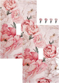 Decorative Light Switch Plate Covers Ink Pink Peony Flower Rustic Floral 1 Gang Light Switch Cover Plate Single Toggle Wall Plate Outlet Covers Faceplate for Home Decor （2 Pack）