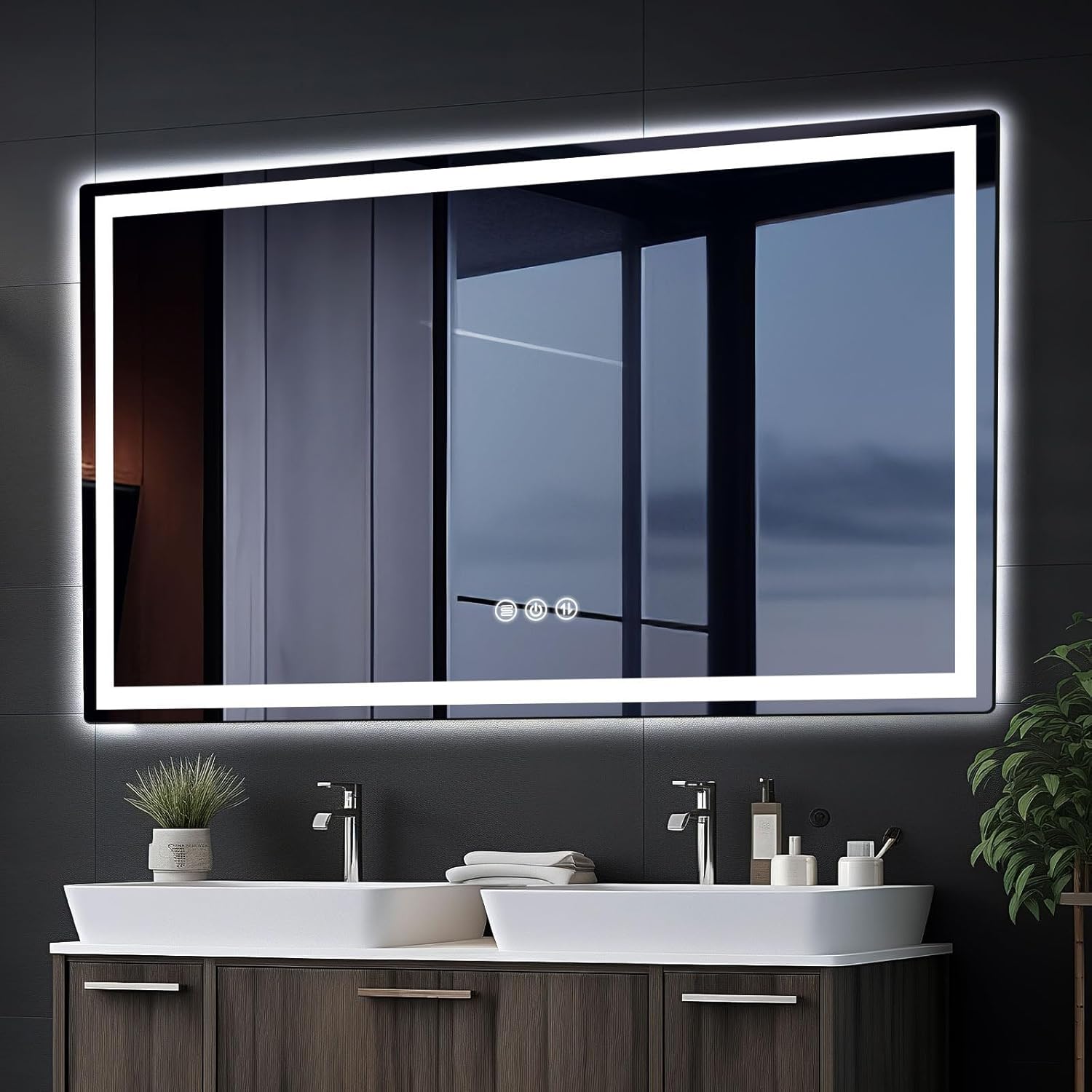 LED Mirror for Bathroom 36"x 72" with Frontlit and Backlit, Anti-Fog Mirror with Lights, Stepless 3 Colors Temperature & Dimmable Bathroom Mirror