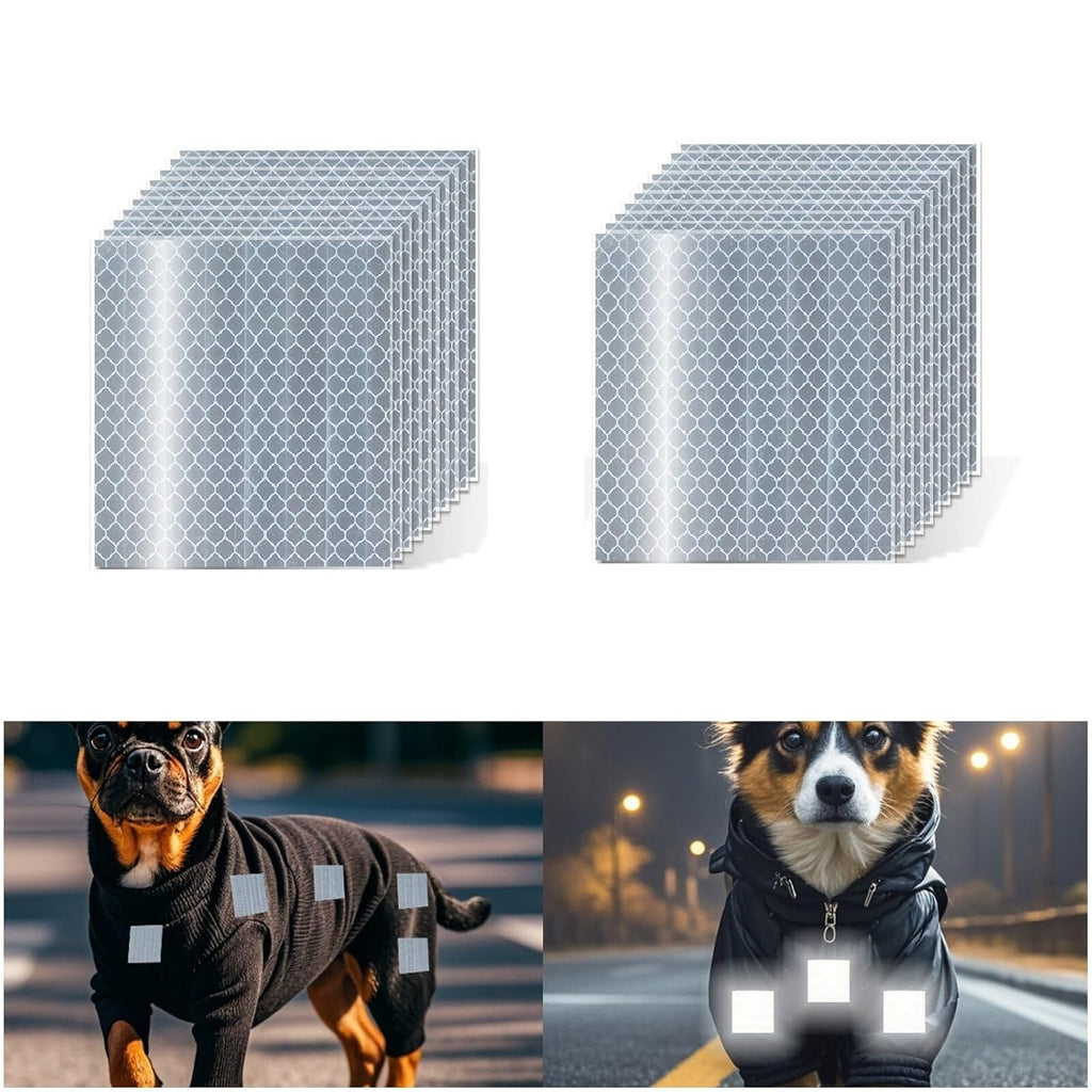 Non Fading White Reflective Stickers 4 inch X 4 inch, Outdoor Waterproof High Visibility Warning Safety Adhesive Reflector Tape (20 Pcs)