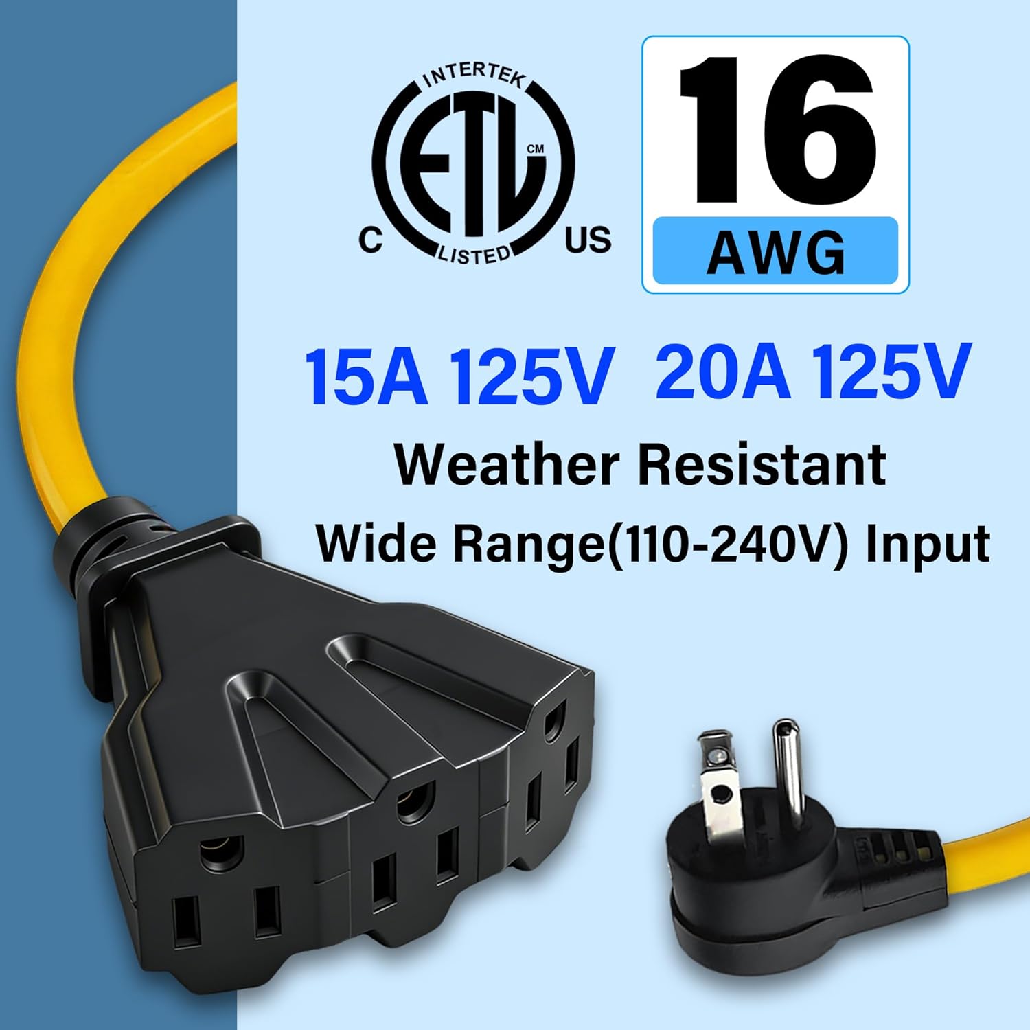 AC110V Remote Control Power Switch,1-to-3 Outdoor Heavy-Duty Wireless Remote Plug-in Socket,AC110V/120V/250V/20A Wireless Module Relay,Outdoor Waterproof Smart Socket,Electrical Equipment (165 Ft)