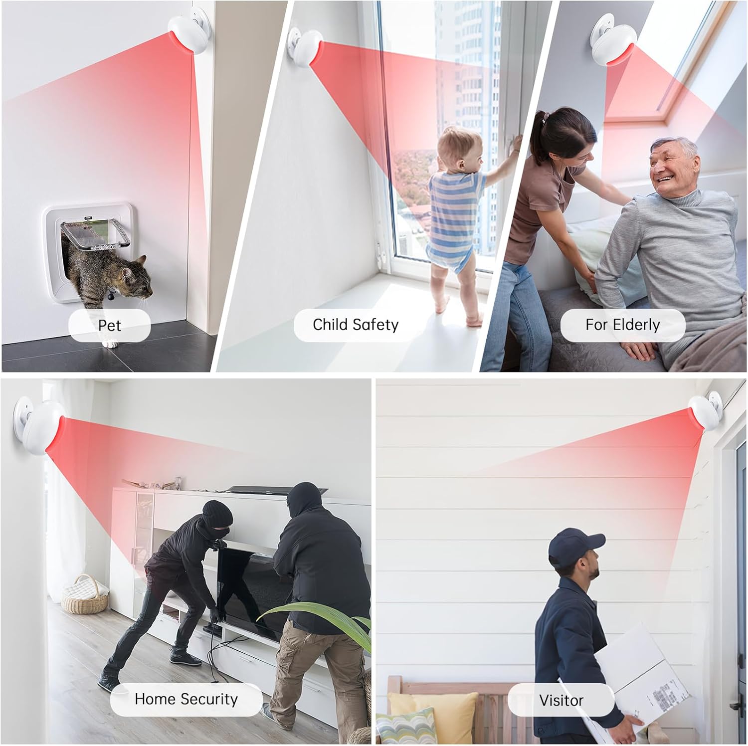 Wireless Motion Sensor Alarm Indoor -Door Chime for Business, Store Welcome Buzzer Monitor with Colorful LED Light 500 FT Range Commercial Door Entry Alert, Caregiver Reminder for Elderly