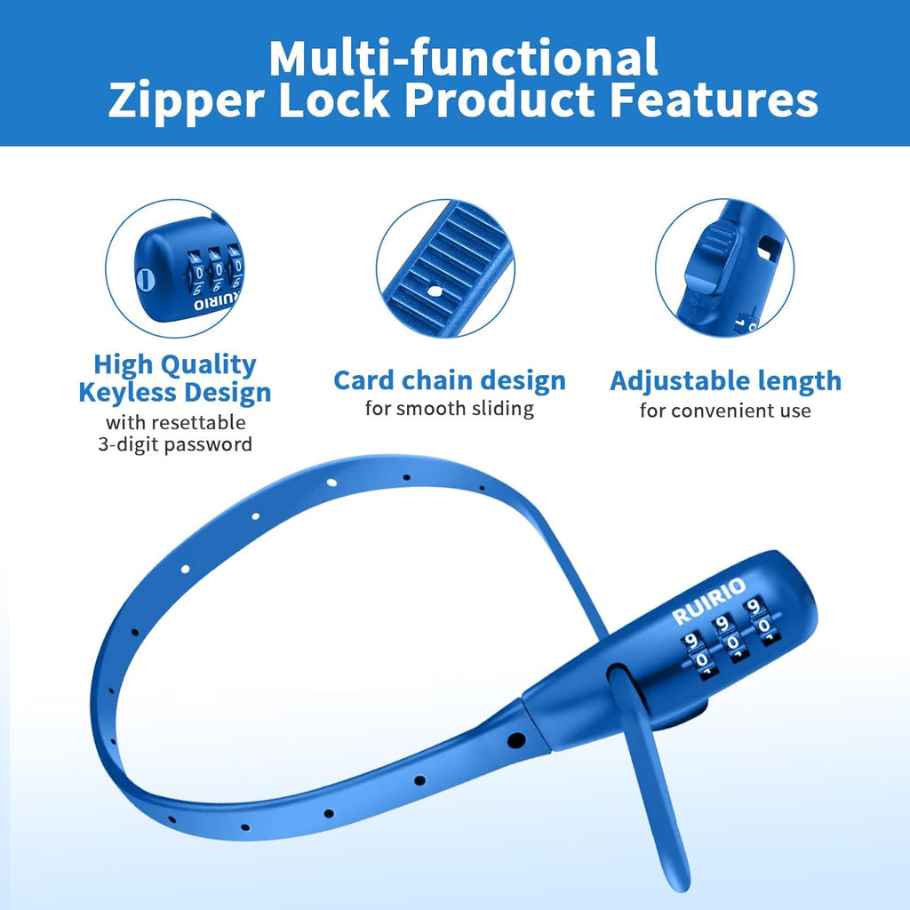 Zip Tie Lock Adjustable Cable Lock for Kids Bike, Helmet, Fridge Cabinets, Drawers, Fences, Toolboxes, Bike Rack, Suitable for Adult, Child, Kid, Baby. 3 Pack (Blue)
