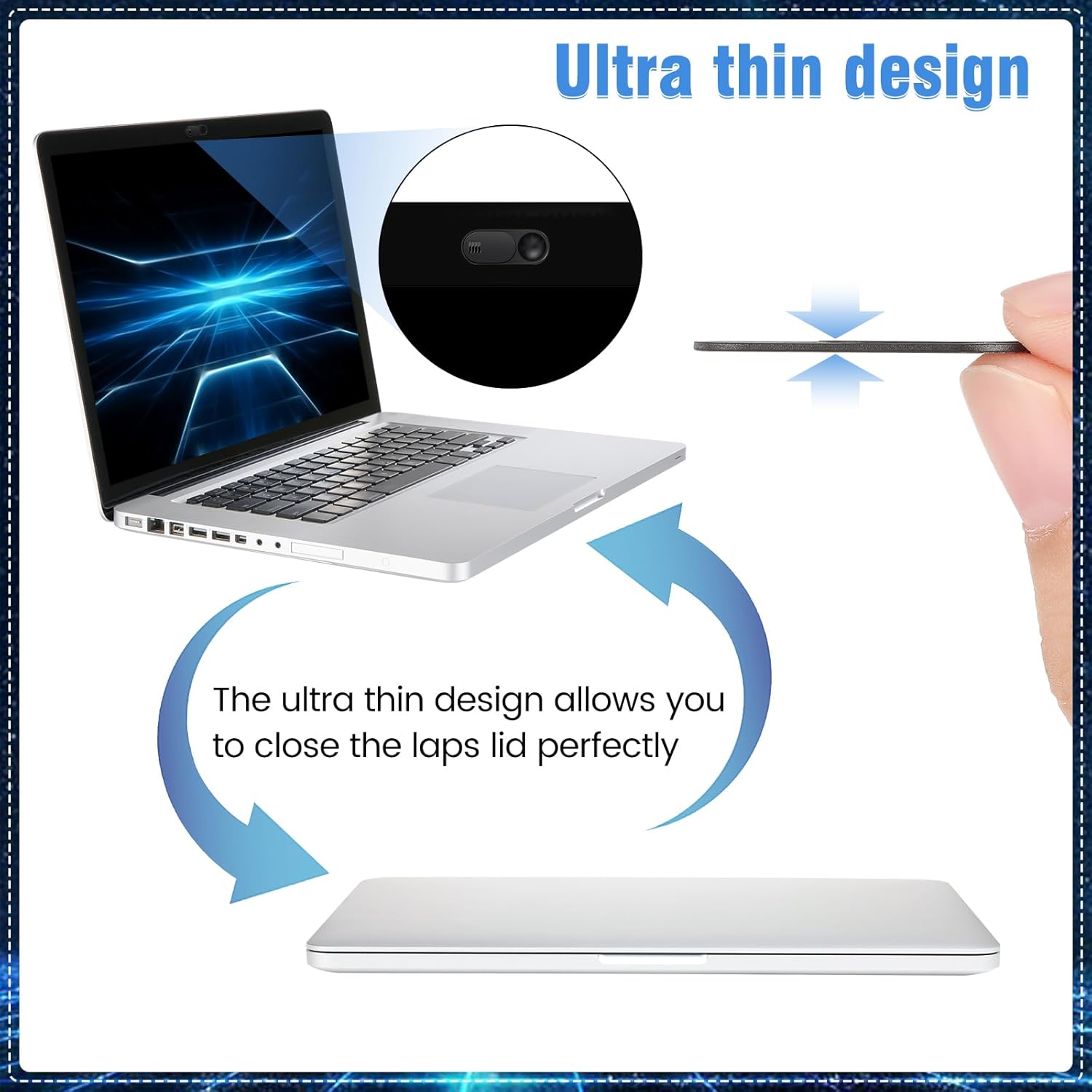 Laptop Camera Cover Slide,3 Large+3 Small Ultra Thin Webcam Cover for Laptop,Computer,Tablet,Apple Devices and Tesla Model 3/Y Interior Cabin Camera,Web Cam Blocker Protect Your Privacy