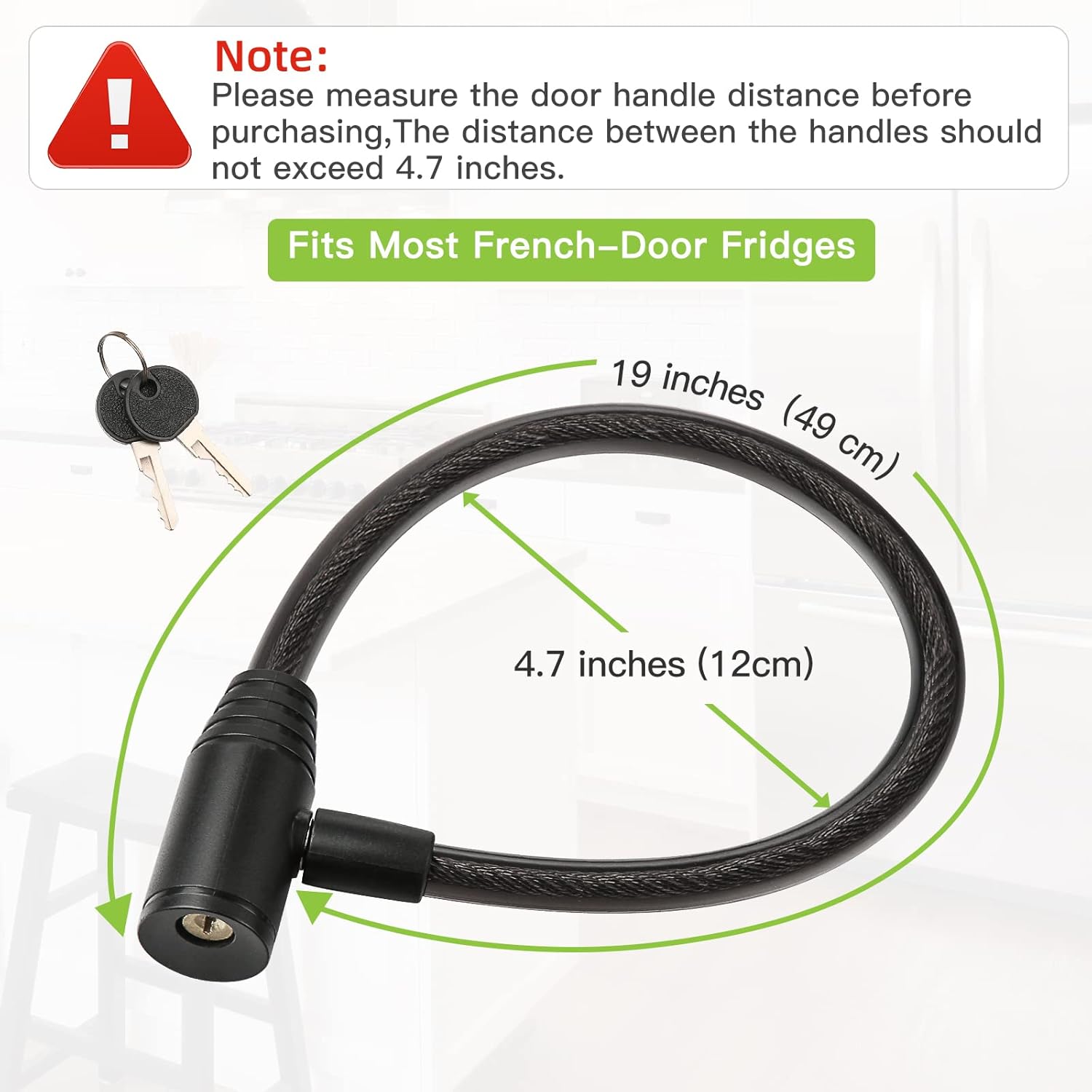 2 Pack Fridge Lock, Childproof Refrigerator Lock with Keys for French Door Fridge and Cabinet