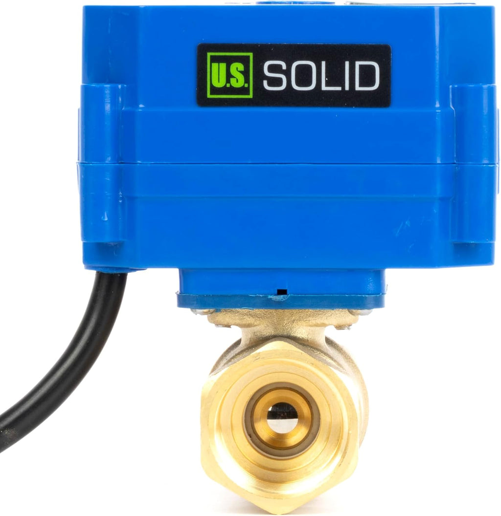 U.S. Solid 3/4" NPT Motorized Ball Valve with US Plug 110VAC Brass Electrical Ball Valve,Auto Return, Normally Closed, IP65