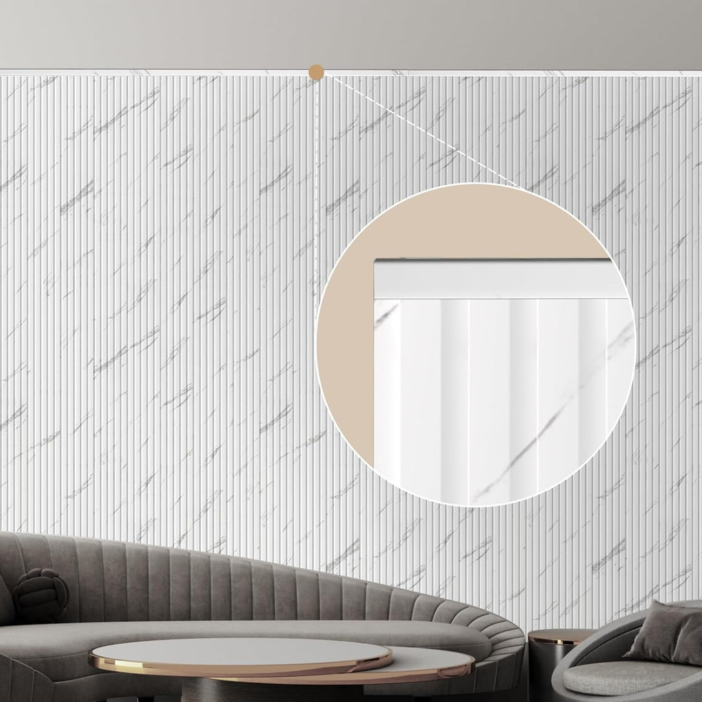 OUZUGIE 8-Pack 57 Inches, WPC Slat Wall Panel Trim,Corner Guard for Low Grille (White)