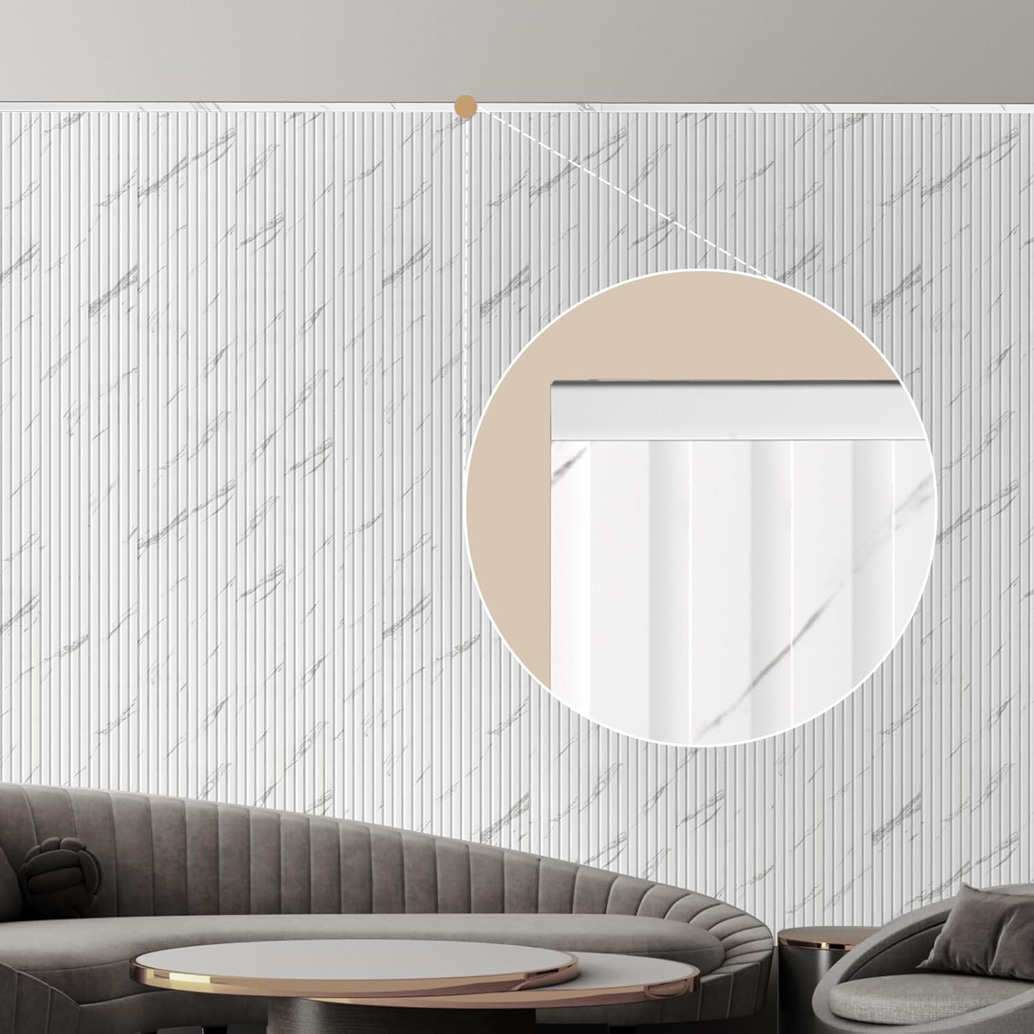OUZUGIE 8-Pack 57 Inches, WPC Slat Wall Panel Trim,Corner Guard for Low Grille (White)