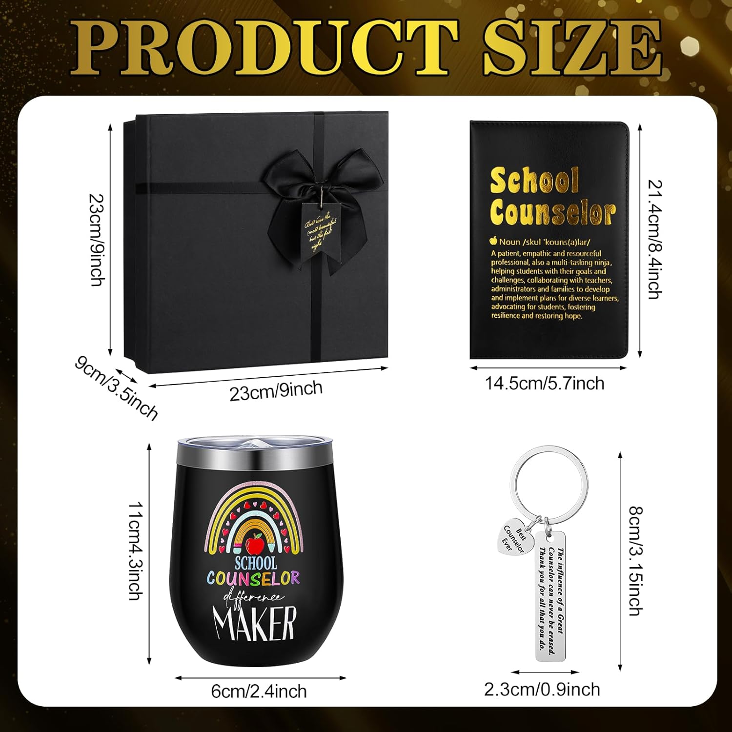 6 Pcs School Counselor Appreciation Gifts for Men Counselor Thank You Gifts 12 oz Stainless Steel Cup Socks Keychain Pen Notebook Box for School Counsellor Guidance Counseling Teacher