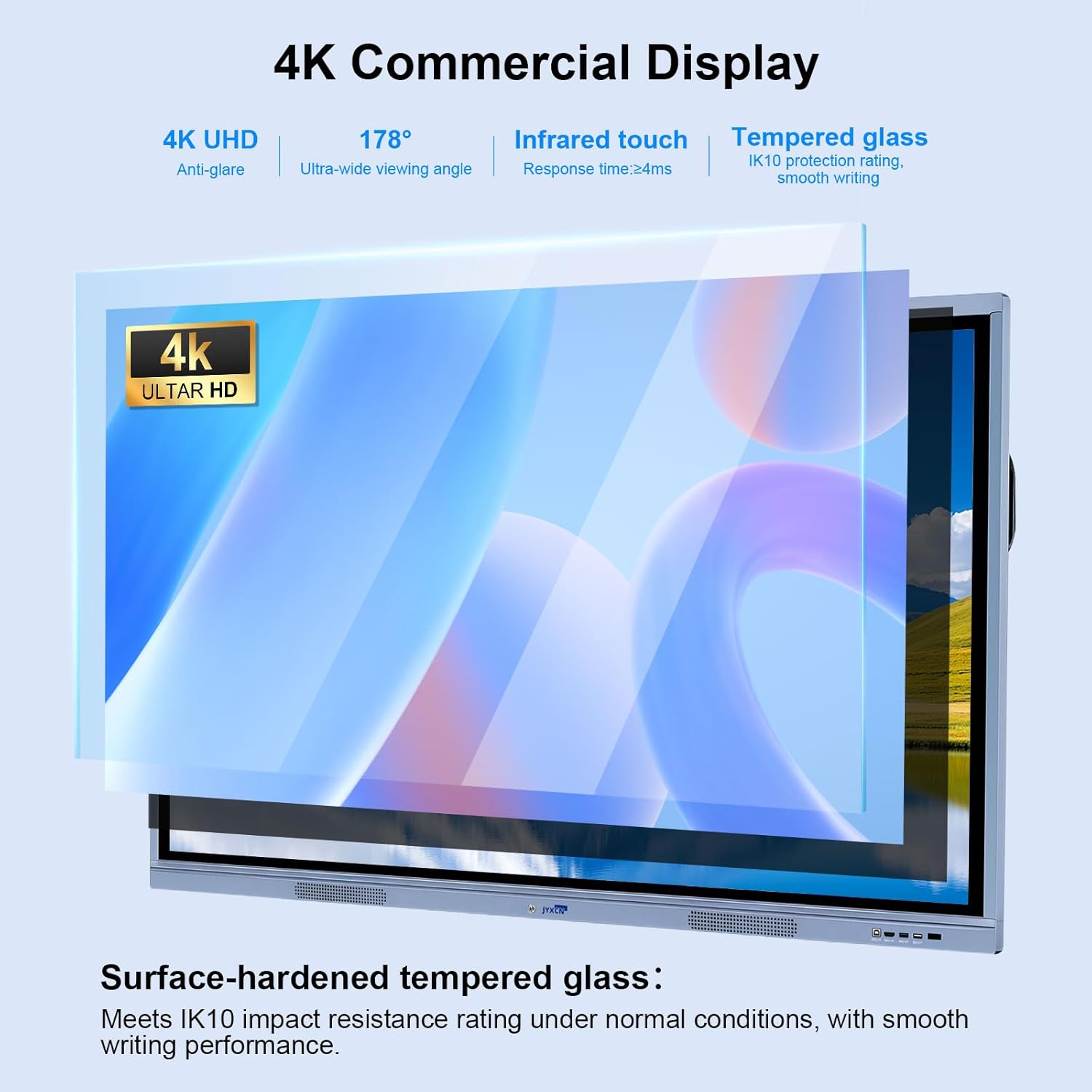 65" 4K Smart Board Interactive Digital Whiteboard, 8 + 256 GB Smart Board | Ultra-HD Display, Android Dual System & 20MP Camera | Touchscreen Electronic Smartboard for Classroom, Office