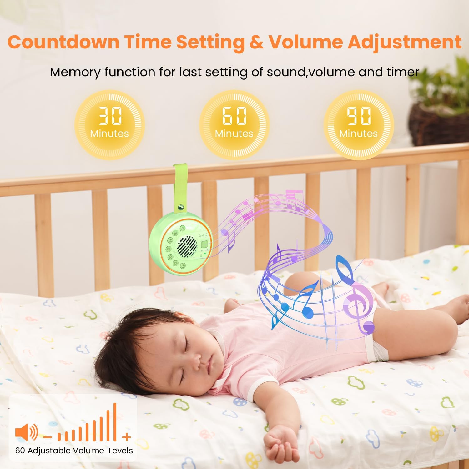 White Noise Machine Portable Sound Machine with 22 Soothing Sounds for Kids Adults, 4 Modes Night Light,3 Sleep Timer,Sound Therapy for Home Office Travel,Green