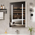 VINGLI 16Inch Medicine Cabinet with Lights, Lighted Medicine Cabinet with Mirror, Led Wall Mirror with Storage for Bathroom,Wall Mounted,3-Color Memory Mode Light，White,5.9" D x 15.75" W x 23.6" H