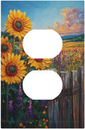 Decorative Outlet Covers Rustic Wilderness Sunflower Lavender Muzha Oil Painting 1 Gang Duplex Light Switch Cover Plate Wall Plates for Electrical Outlets Switchplate Faceplate