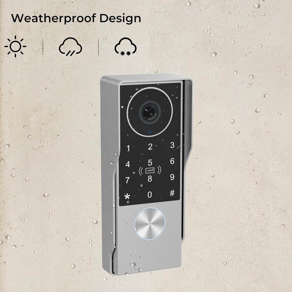 2-Wired Doorbell Camera with Monitor, Video Doorbell Intercom System with keypad,keypad video intercom with 1080P 7-inch Touch Screen, Tuya App Remote, Password Unlock, Waterproof, No Subscription