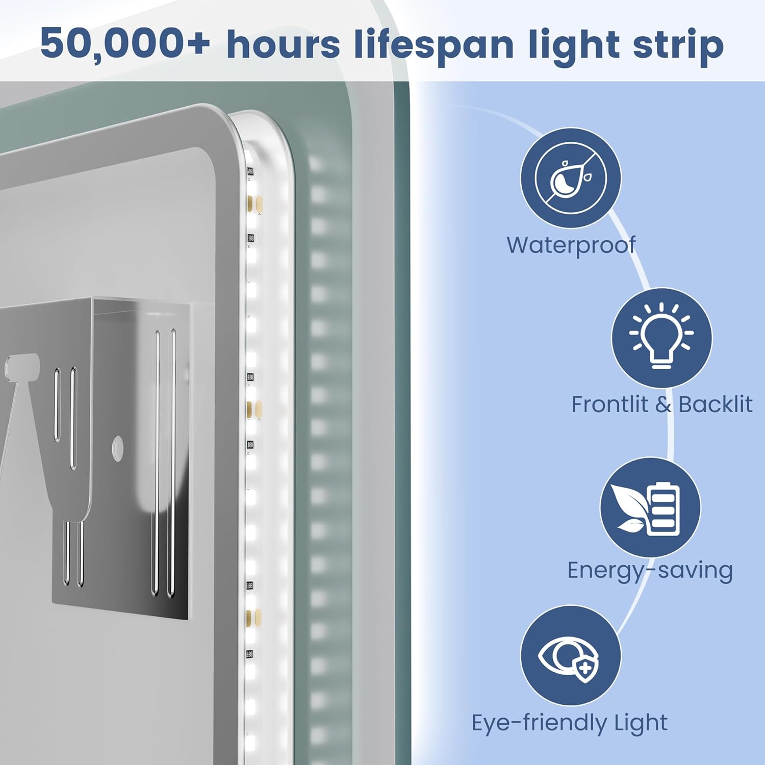 STARLEAD 36"x36" LED-Bathroom-Mirror-with-Lights, Wall-Mounted with Bluetooth Speaker, Anti-Fog, 3 Color Temperature, Dimmable Brightness, Waterproof, Tempered Glass, Frontlit & Backlit
