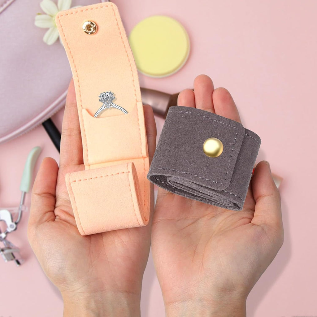 logohu 3Pcs Mini Travel Jewelry Bag Foldable, Small Travel Jewelry Case with Buckle, Portable Velvet Jewelrys Organizer for Necklace Ring Earring Bracelet