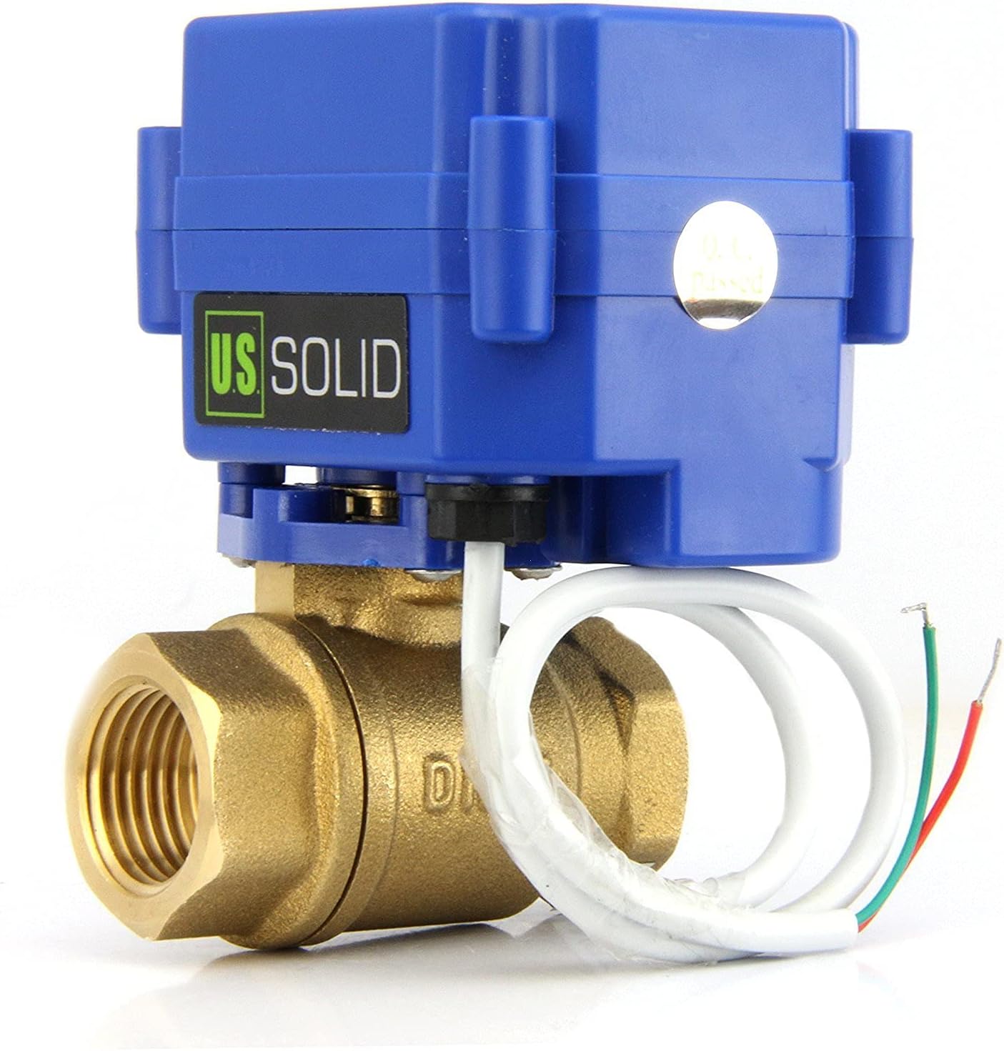 U.S. Solid 1" Motorized Ball Valve 85-265V AC Brass Electrical Ball Valve, 2 Wire Auto Return Setup Normally Closed