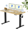 FLEXISPOT EN1 One-Piece Solid Wooden Standing Desk 48 x 24 Inches Height Adjustable Electric Sit Stand Home Office Desks (Black Frame + Rubber Wood Top, 2 Packages)