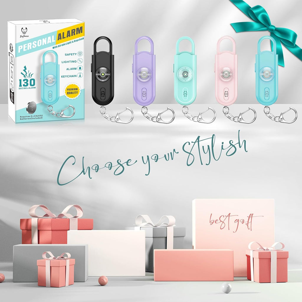 Personal Safety Alarm for Women Girls, 130dB Loud Siren + LED Light, Stylish Keychain, Easy-Pull Emergency Self-Defense for Night Safety, Running, Travel, College Students & Stocking Stuffer Gifts