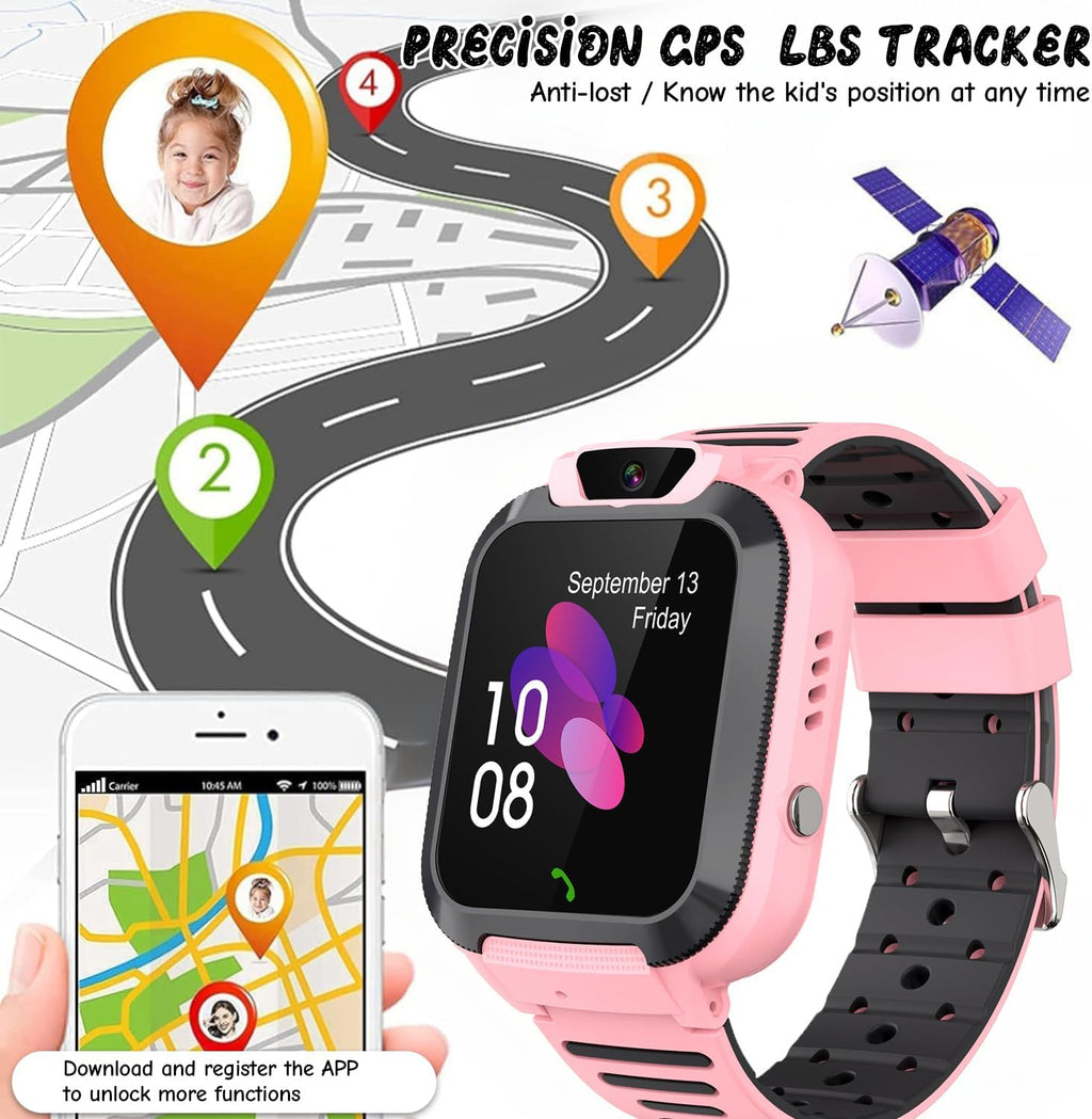 2G Kids Smart Watch, SOS Emergency Call, Video Calling, Waterproof Activity Tracker for 3-12 Years Girls/Boys - Birthday Gift Idea
