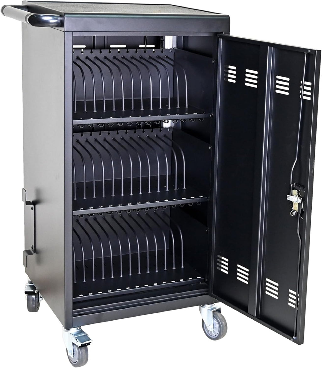 Laptop Charging Cart, Laptop Storage Cart with 45-Bay, Mobile Charging Cabinet for iPads up to 16.3", Chromebook Devices, Cord Management, Access Lock.School,Business.Black